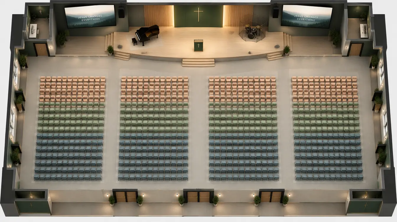 A church hall before the service